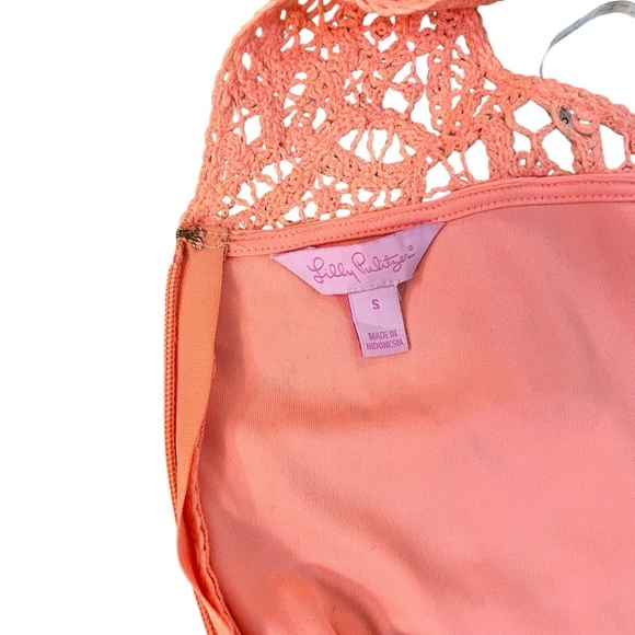 Lilly Pulitzer Bright Orange Coral Sheath Mini Dress Halter Sleeveless - Picture 3 of 5
